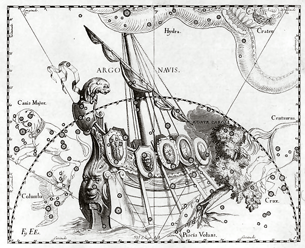 Argo Navis or Ship Argo by J. Hevelius in his 'Celestial Atlas' 1690